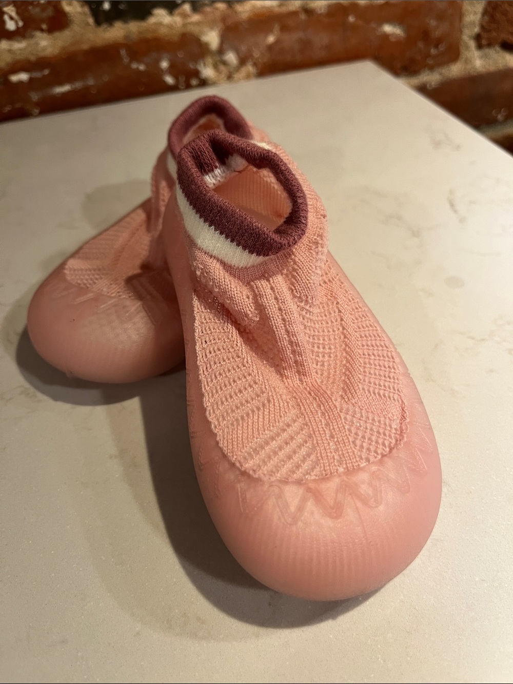 Kids Pink Slip-On Water Shoes with Elastic Ankle 1-2 years